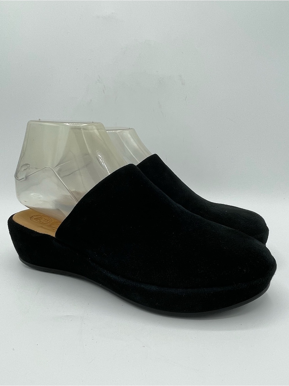 L’Amour Des Pieds Cady Black Suede Platform Wedge Mule.